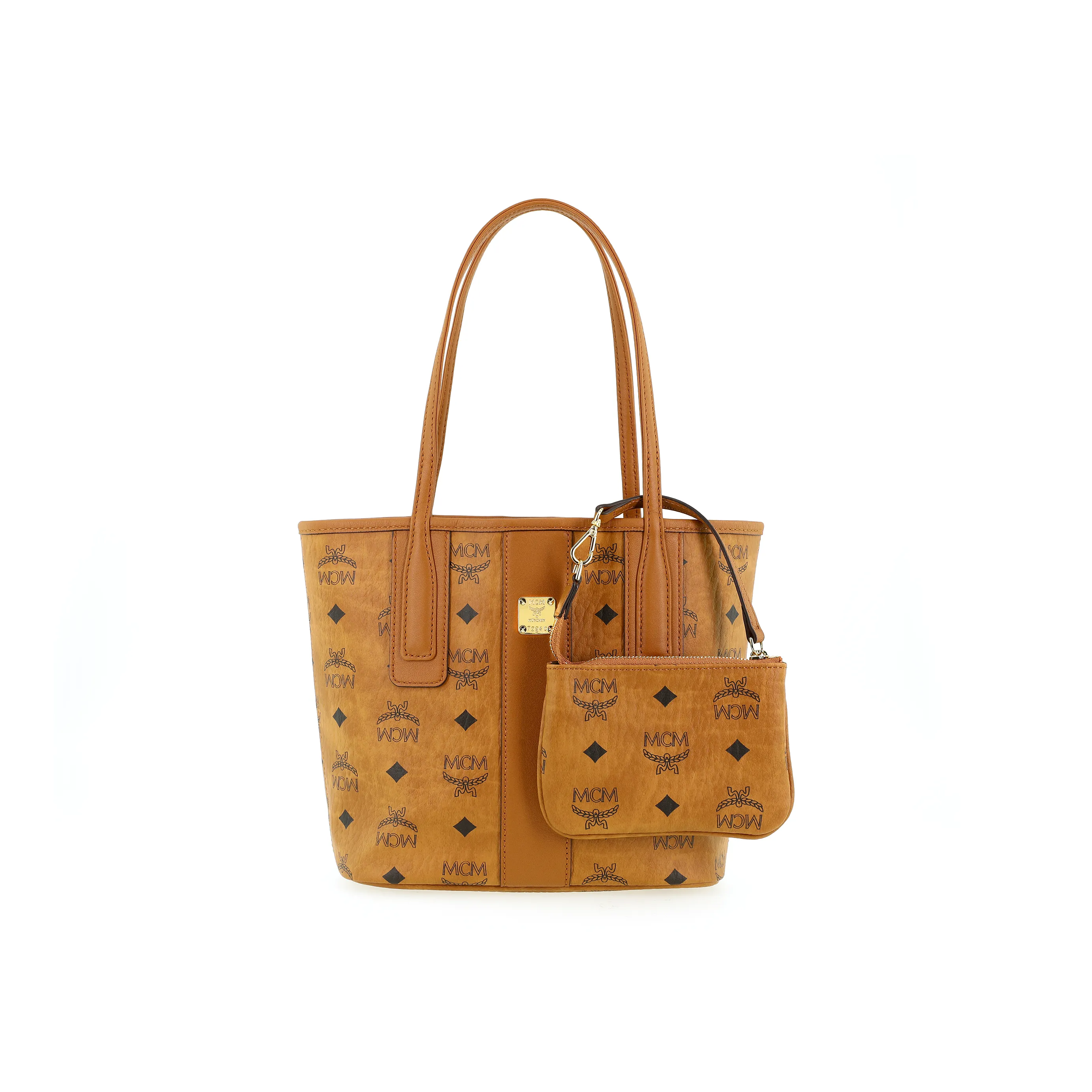 MCM Liz Visetos Canvas With Leather Combo Bag Tote Bag Shopping Bag Handbag Shoulder Bag Mini Women's Brown Cognac
