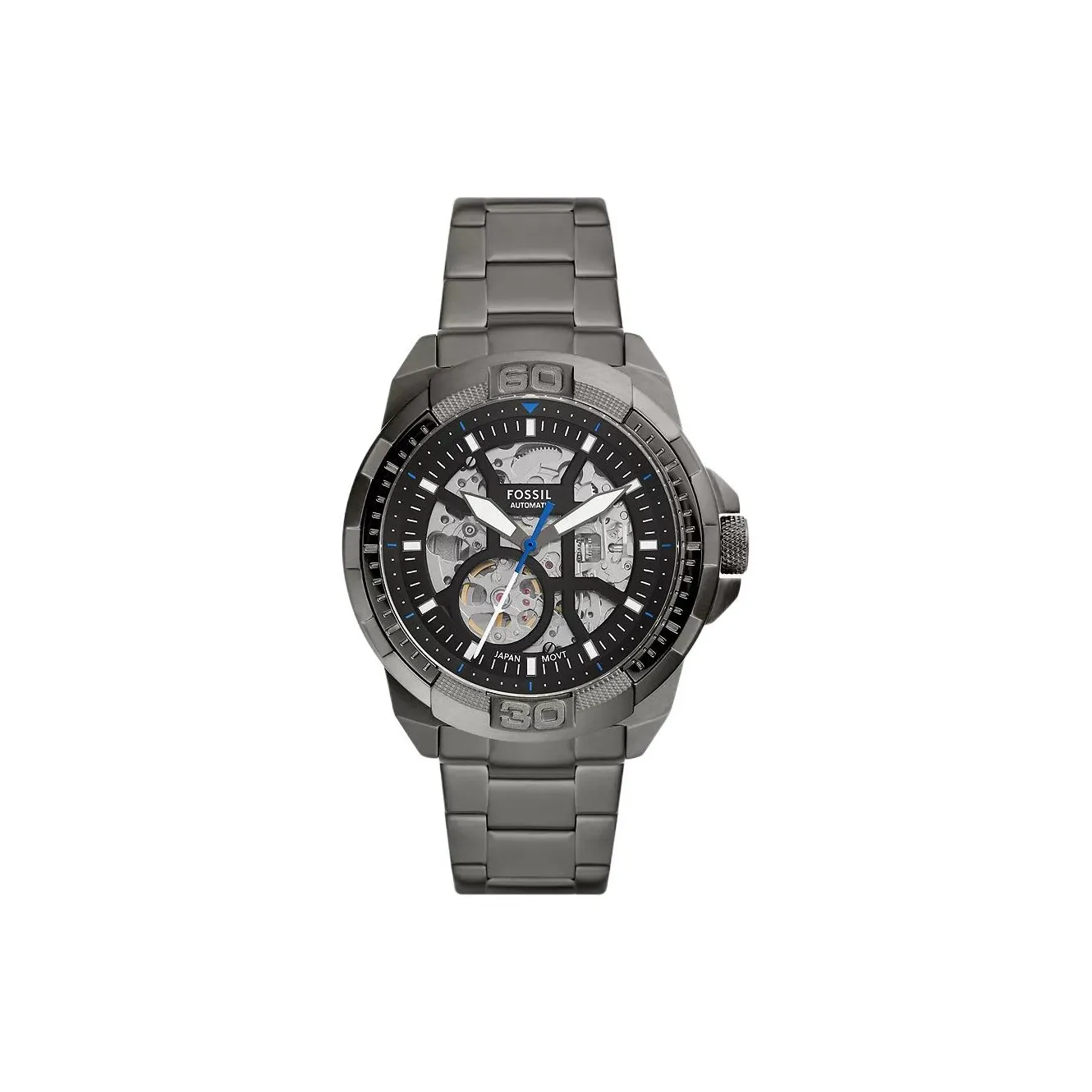 FOSSIL Wrist Watch Automatic Mechanical Movement Stainless Steel Strap 44mm Cut-Out Dial Men's Watches