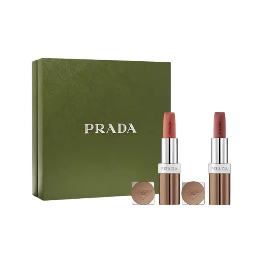 PRADA Не Кокос Зеленый Ограниченный Двойной Отделение Красная Коробка Матовый Естественный Тон 3,8г+3,8г