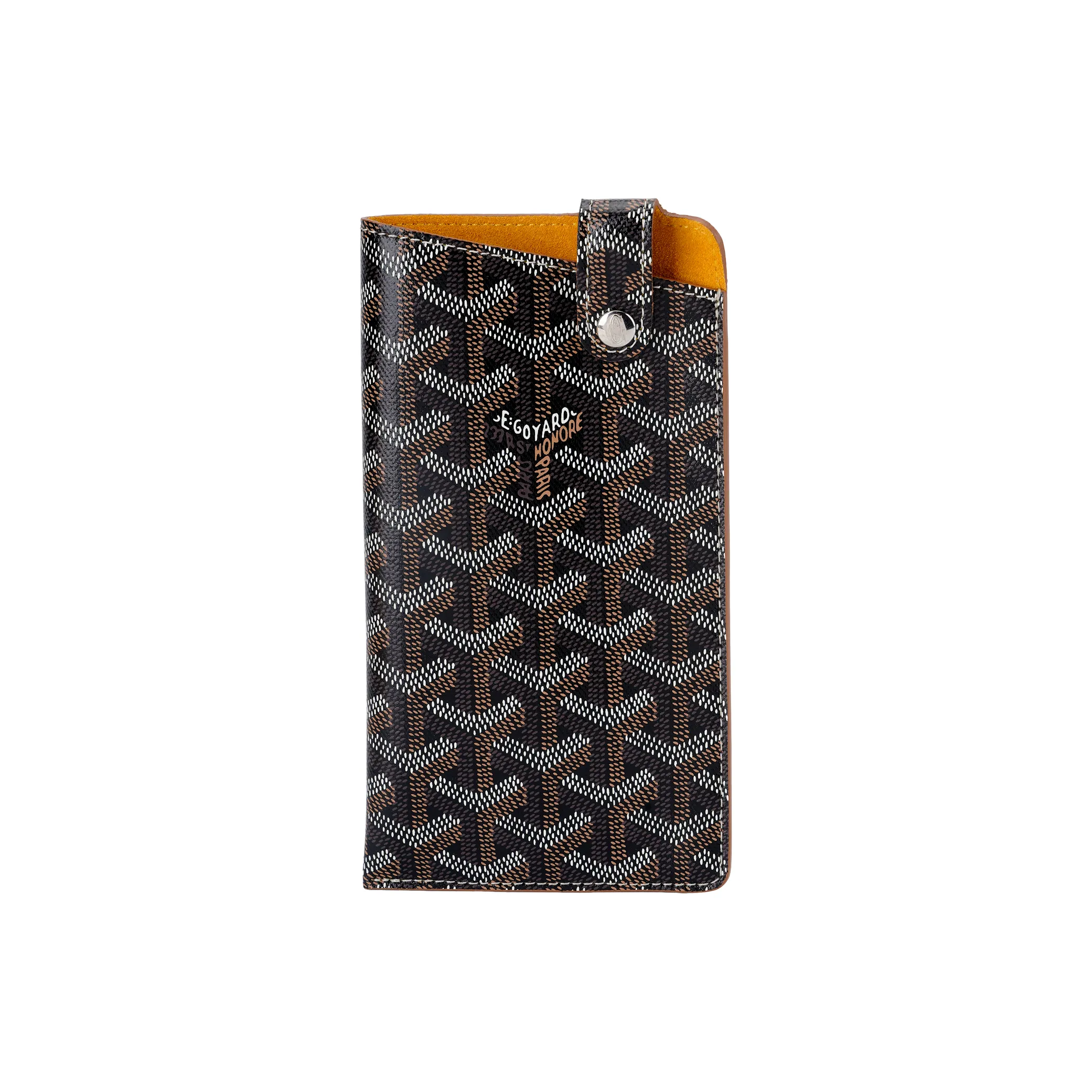 GOYARD Montmartre Canvas With Leather Cell Phone Pouch Large Size Unisex Black & Tan