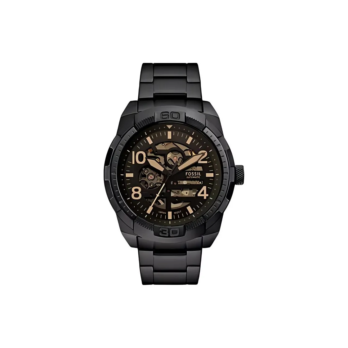 FOSSIL Wrist Watch Automatic Mechanical Movement Stainless Steel Strap 48mm Black Dial Men's Watches