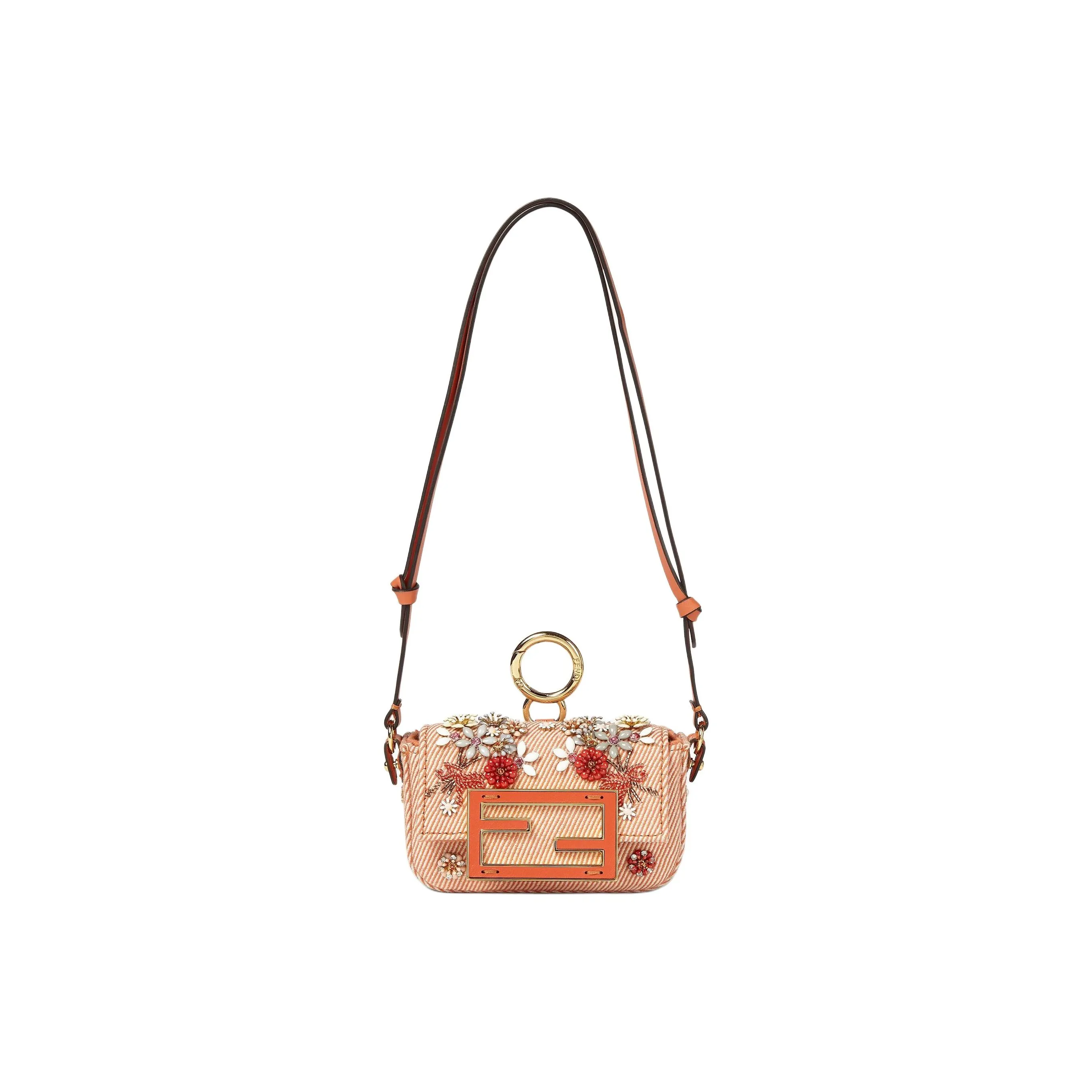 FENDI Baguette Denim Bag Accessory Extra Mini Women's Orange
