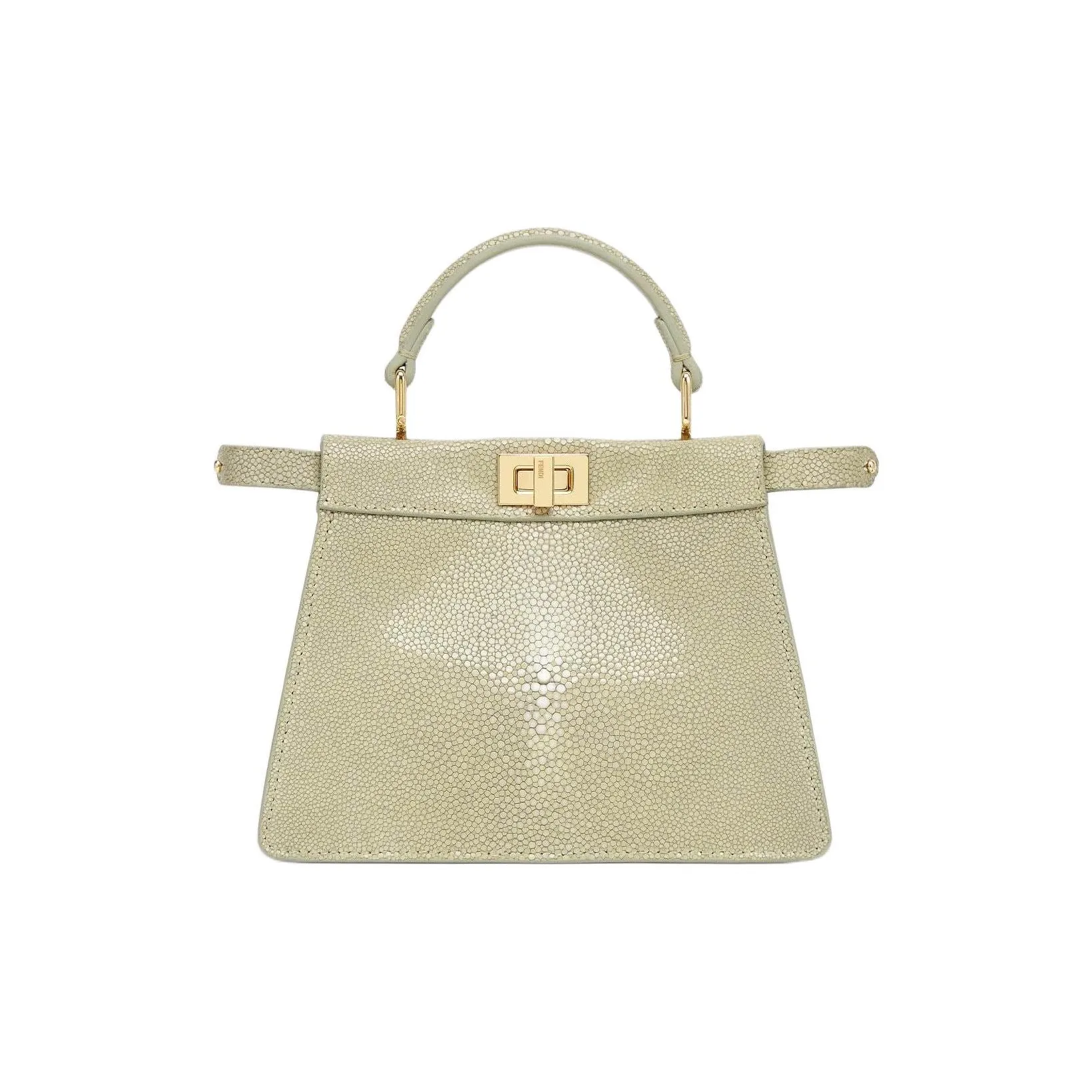 FENDI Peekaboo ISeeU Fish Skin Shoulder Bag, Crossbody Bag, Handbag Mini Women's Gray Green
