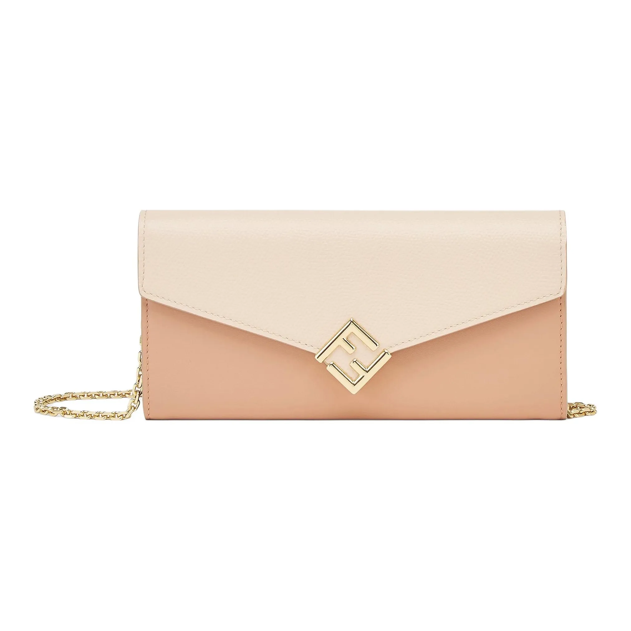 FENDI FF Diamonds Series Calfskin Shoulder Bag Crossbody Bag Wallet Women's Pink
