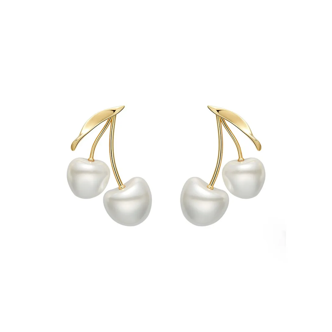 HEFANG Tableware 925 Sterling Silver Creamy Apricot Hoop Earrings Women's