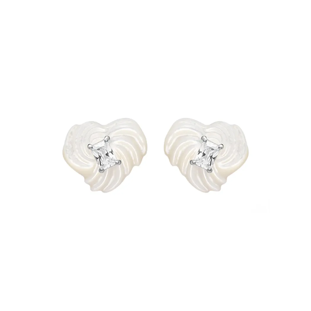HEFANG Tableware 925 Sterling Silver Sweetheart Cookie Stud Earrings Women's