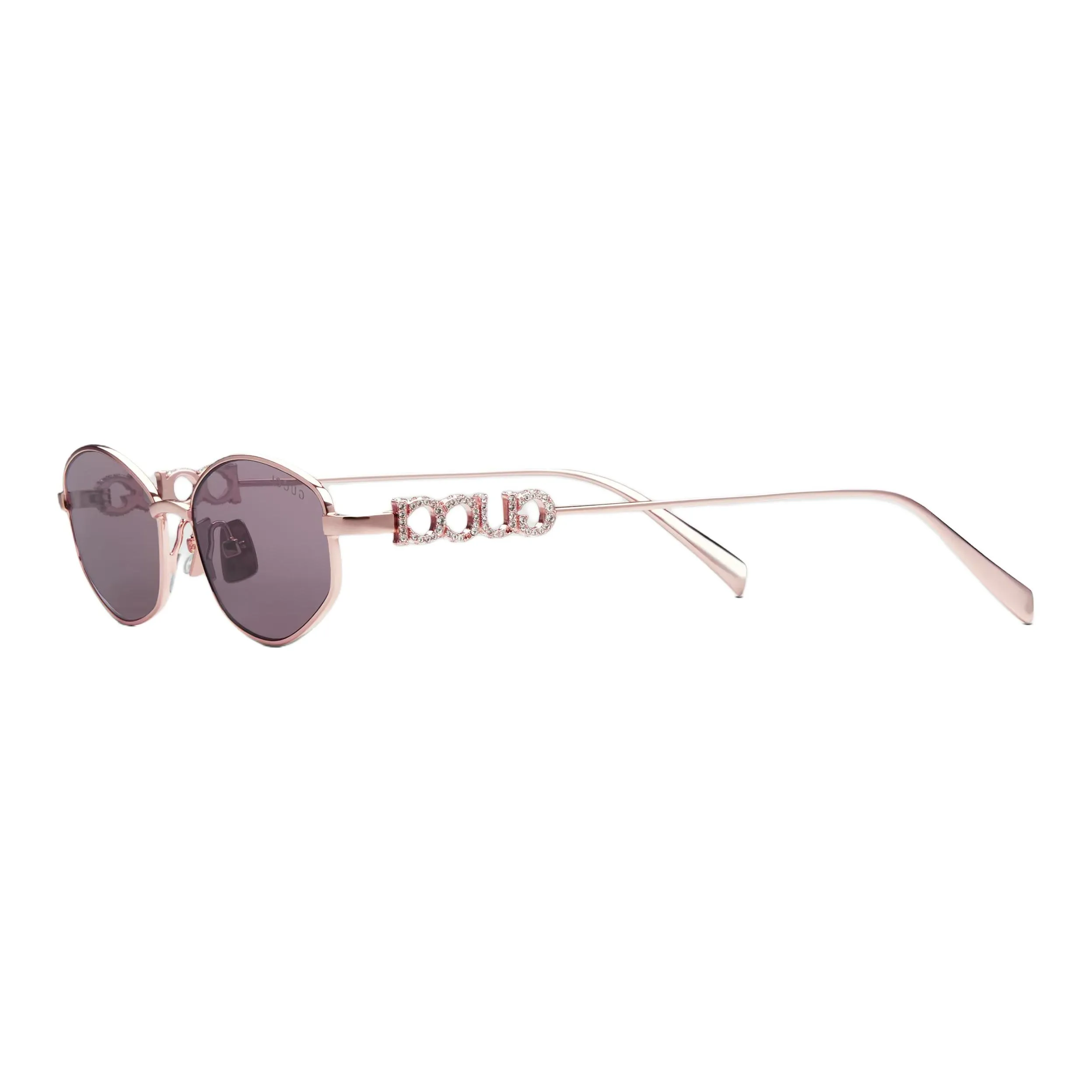 GUCCI Metal Oval Sunglasses Women's Rose Gold