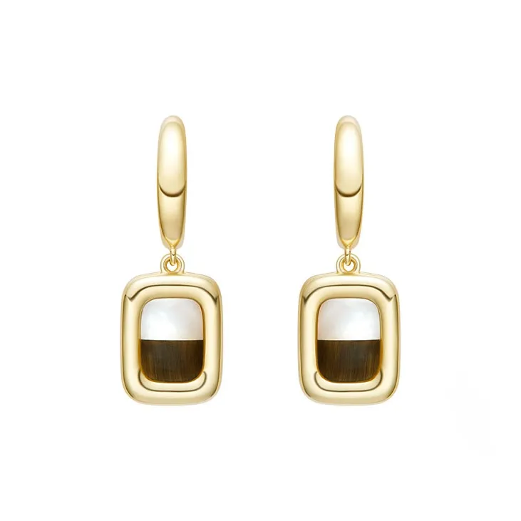 HEFANG Tableware 925 Sterling Silver Cappuccino Hoop Earrings Women's