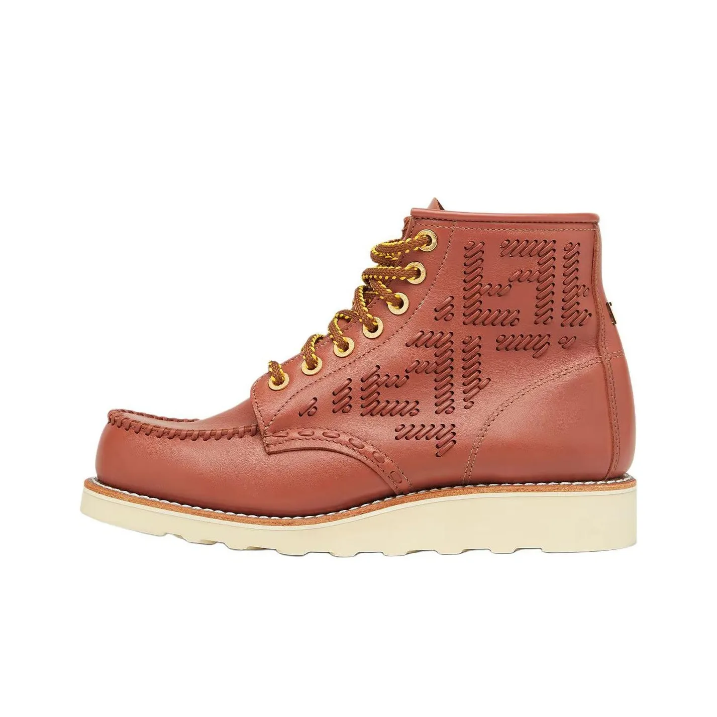RED WING SHOES x FENDI Moc Ankle Boots 3cm Women's Red Brown