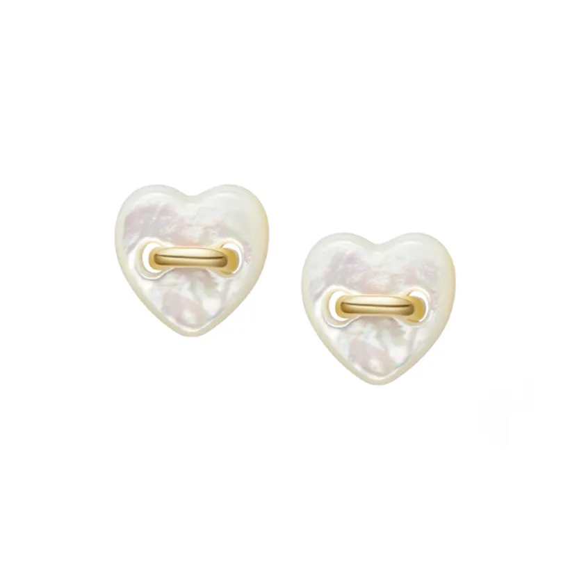 HEFANG Tableware 925 Sterling Silver Mother Of Pearl Button Stud Earrings Women's