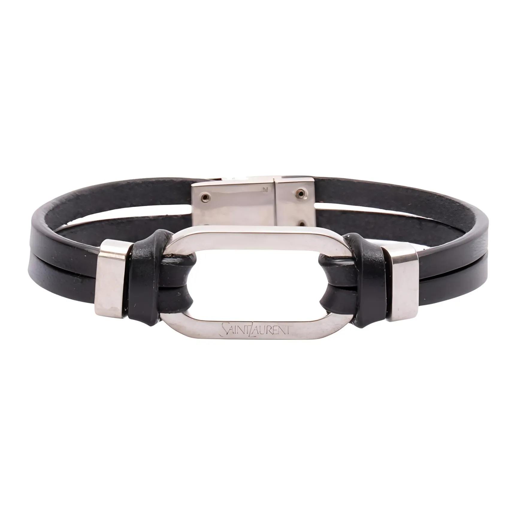 SAINT LAURENT Calfskin Metal Bracelets Men's Black