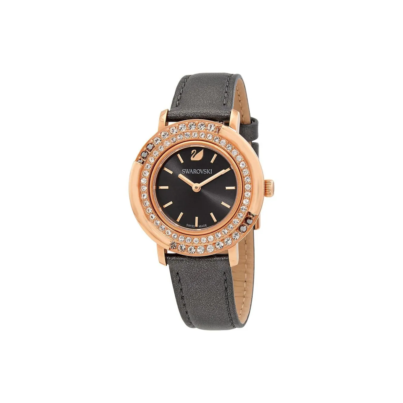 Swarovski Playful Lady Collection Женские часы Кварцевый механизм Кожаный ремешок 34 мм Черный циферблат