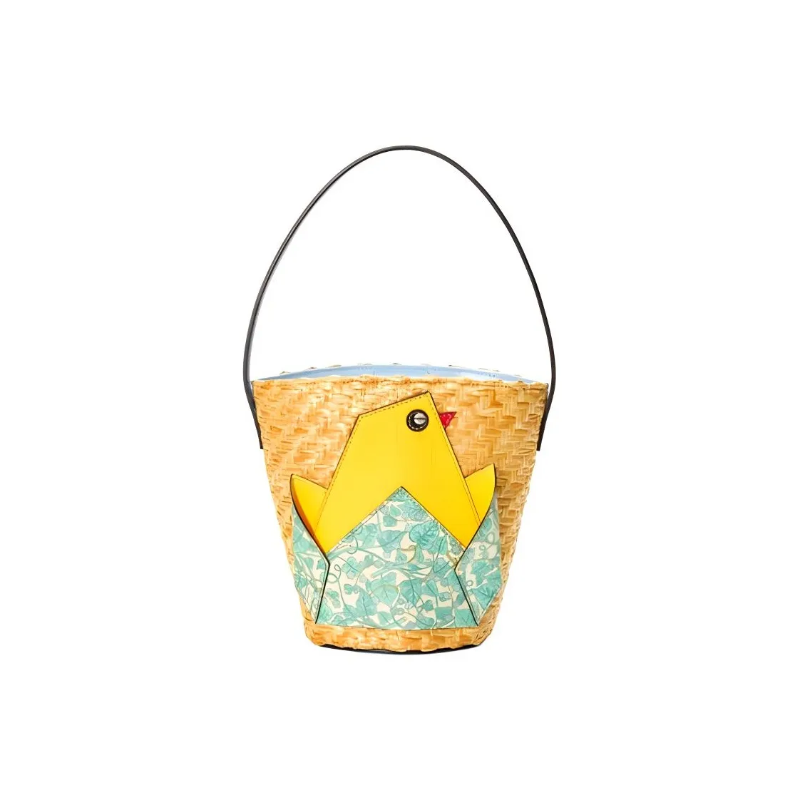 GUCCI Straw Woven Material With Leather Bucket Bag Handbag Kids' Bag Kids' Yellow/Multicolor