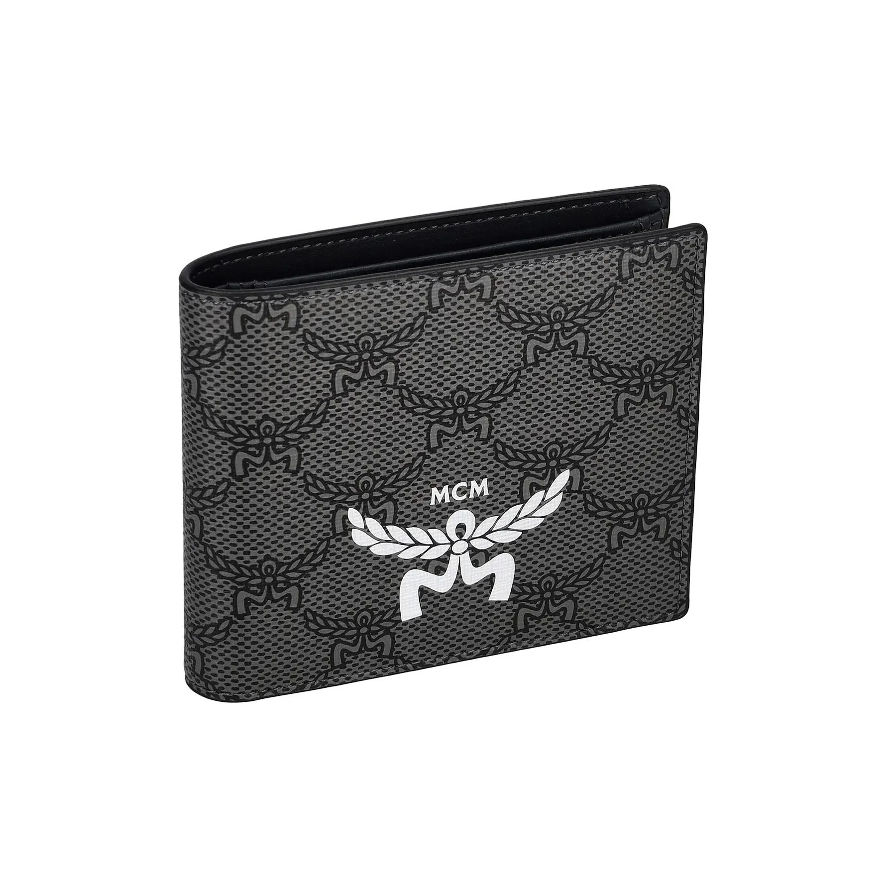 MCM Холст с кожей наппа кошелек маленький мужской темно-серый