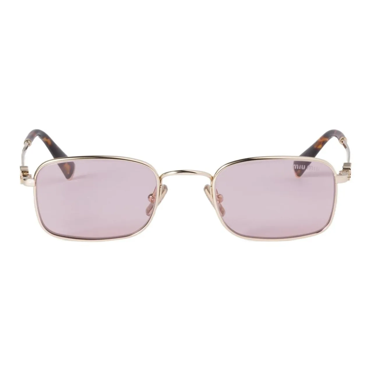 MIU MIU Металл Прямоугольный Солнцезащитные очки Женские Розовый