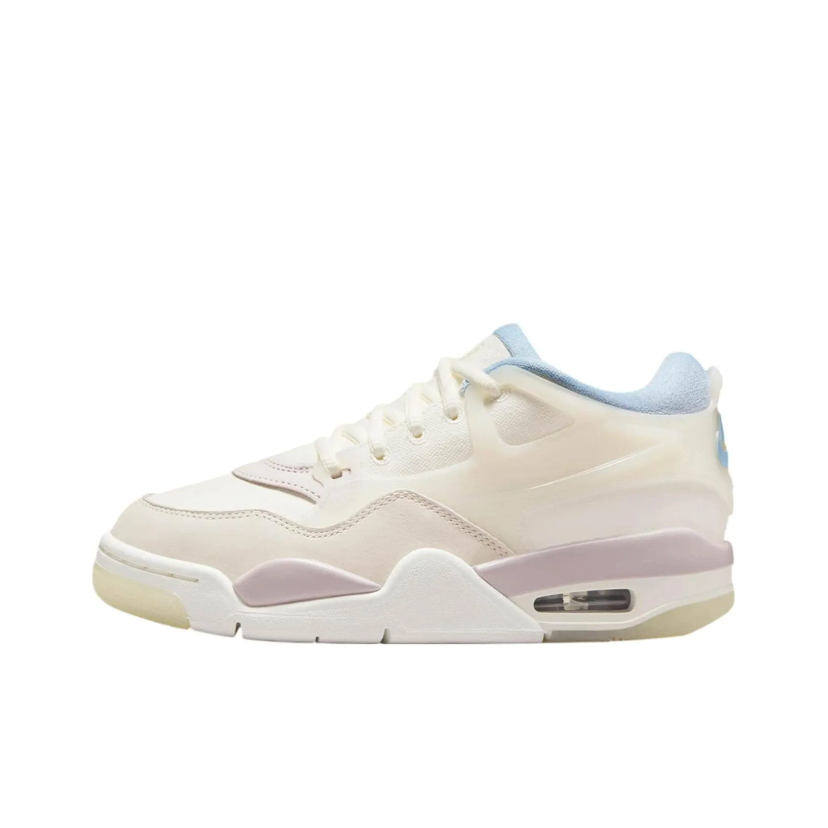 Jordan Air Джордан 4 Нижняя юбка Устойчивая к истиранию Низкий Топ Детские Баскетбольные кроссовки Белый Светло-розовый