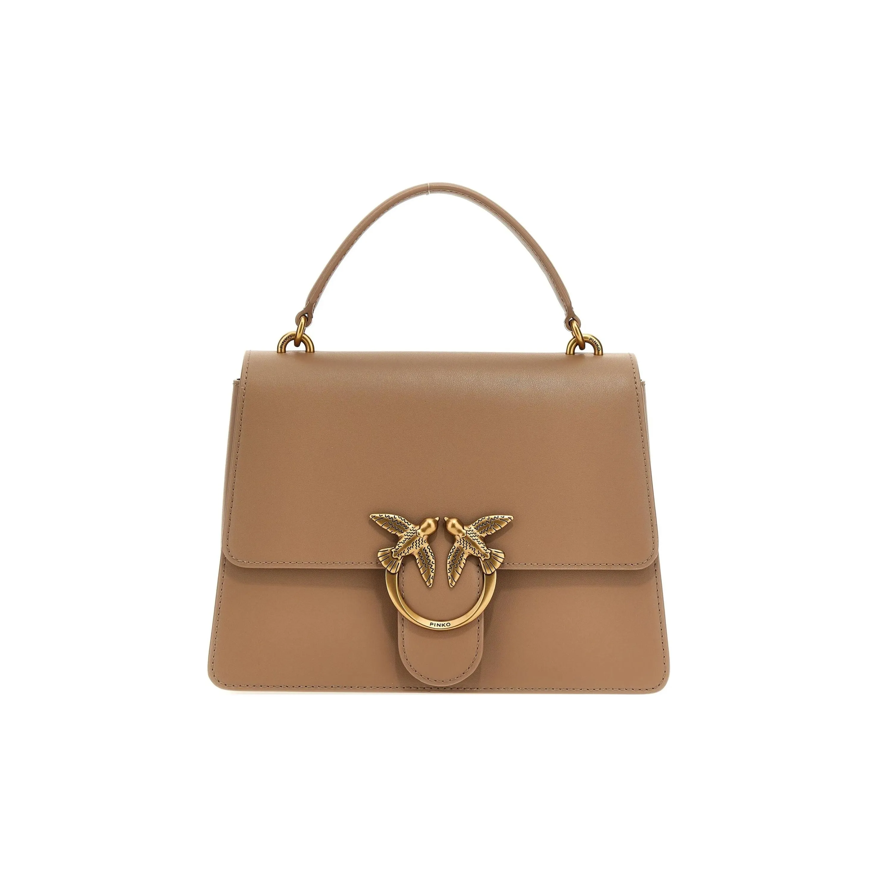 PINKO Leather Shoulder Bag Crossbody Bag Handbag Women's Beige Brown