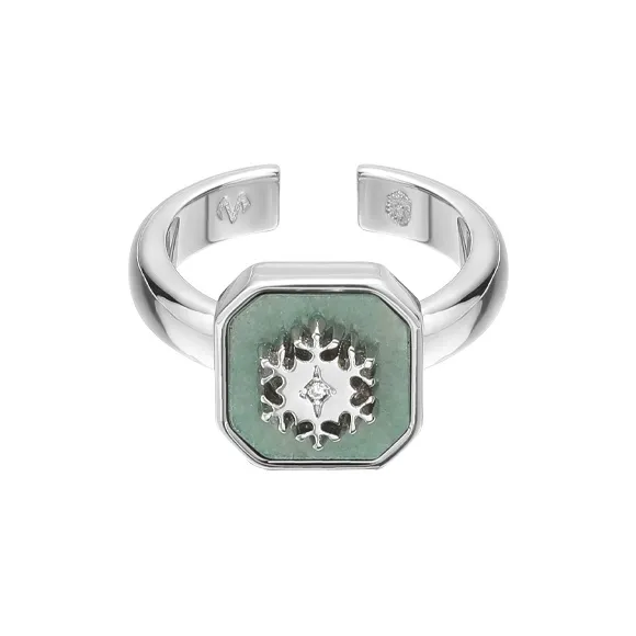 BABAMA White Gold Plated Copper Ring Open Ring Unisex