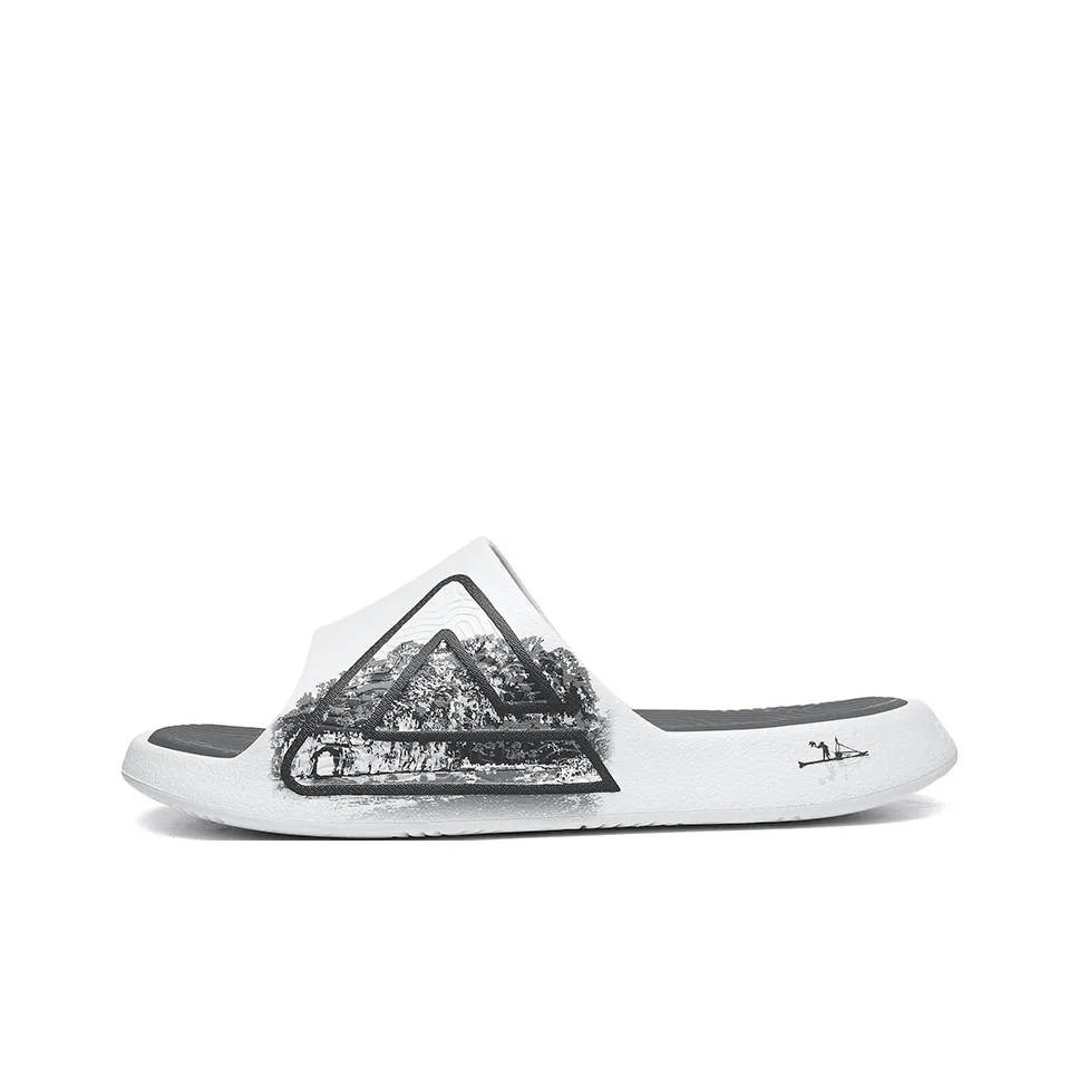 PEAK Extreme National Creativity Slip Resistant Abrasion Resistant Massage Slide Slippers Men's White Gray