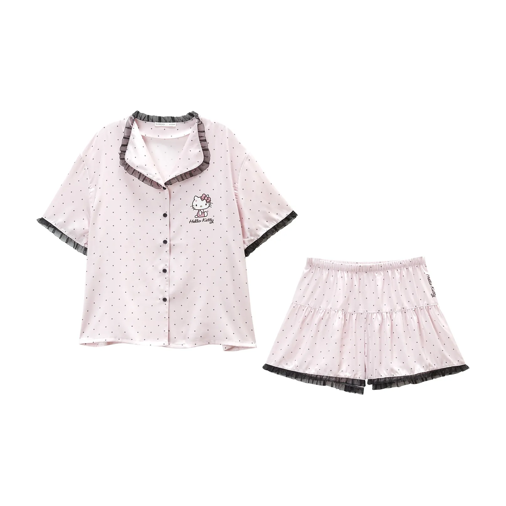 GUKOO x Hello Kitty Sanrio Series Пижамный комплект Женские Персиково-розовый