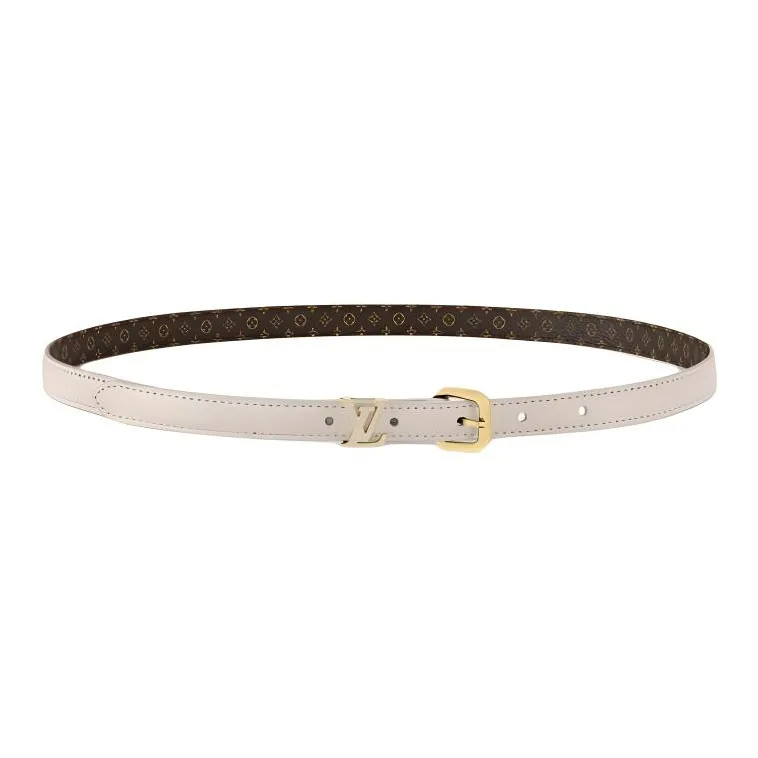 LOUIS VUITTON Coated Canvas Enamel Metal Parts Leather Leather Belts Women's Milk White Width: 1.5cm