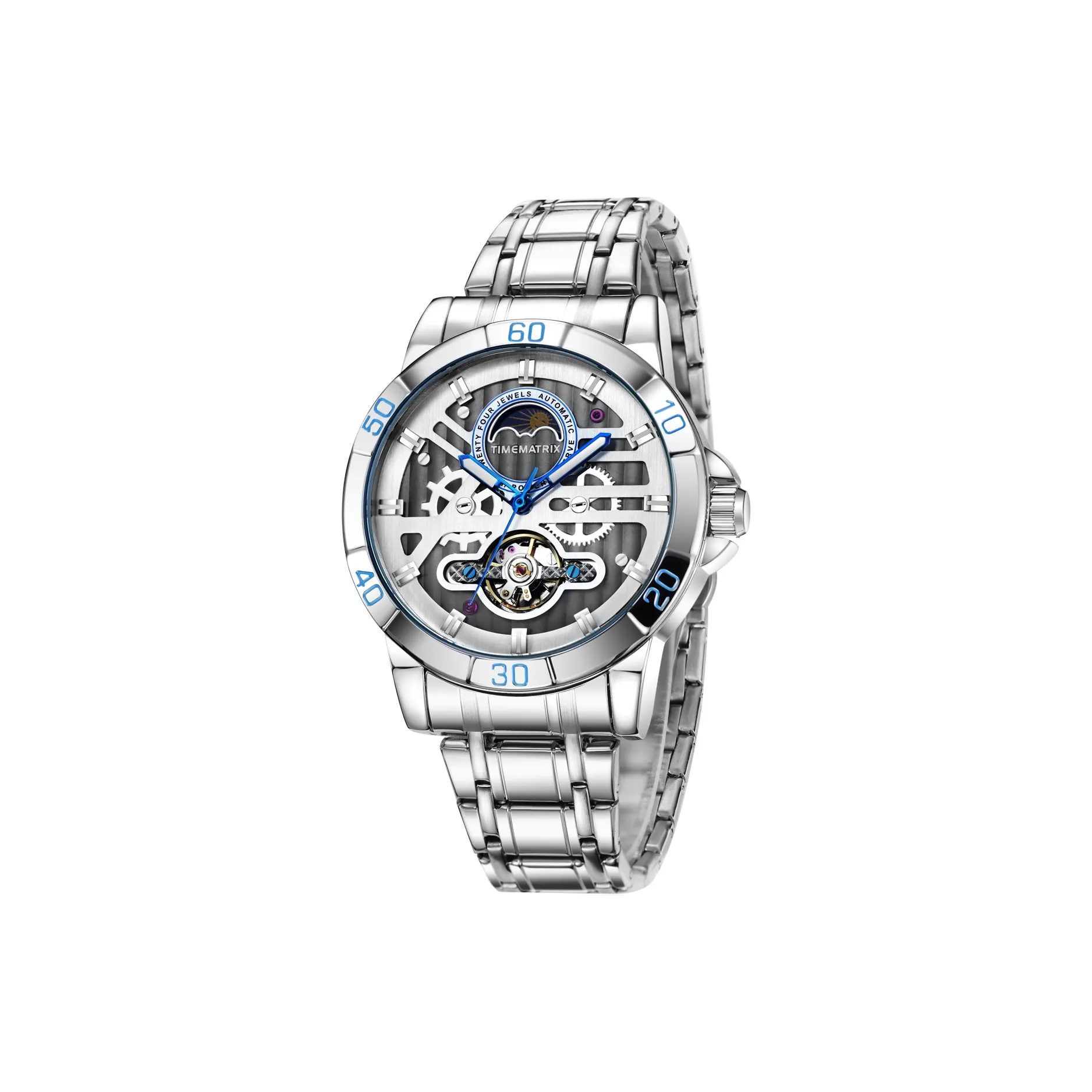 TIMEMATRIX Автоматический Механический Механизм Мужские Часы 43 мм Серебряный