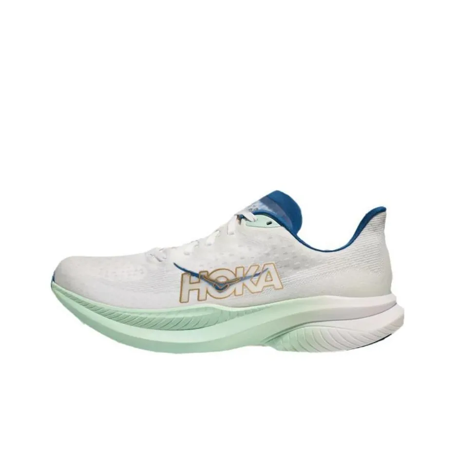 HOKA ONE ONE MACH 6 Abrasion Resistant, Breathable, Lightweight Low Top Training Shoes Men's White Loose Fit