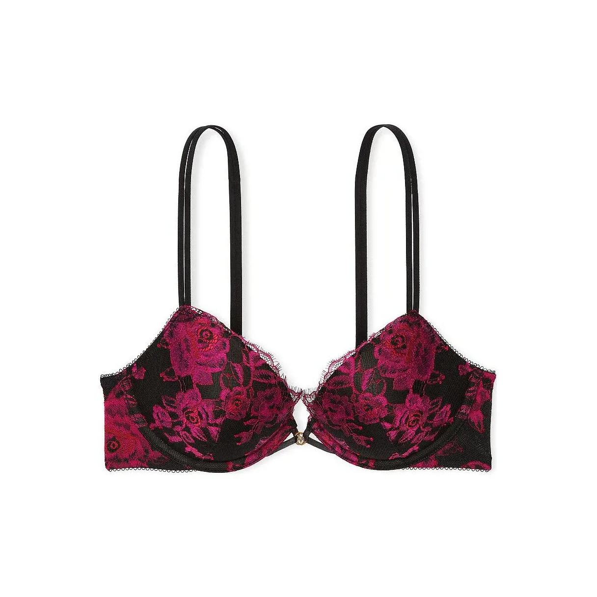 Victoria's Secret Bra Women's Black Base With Red Floral
