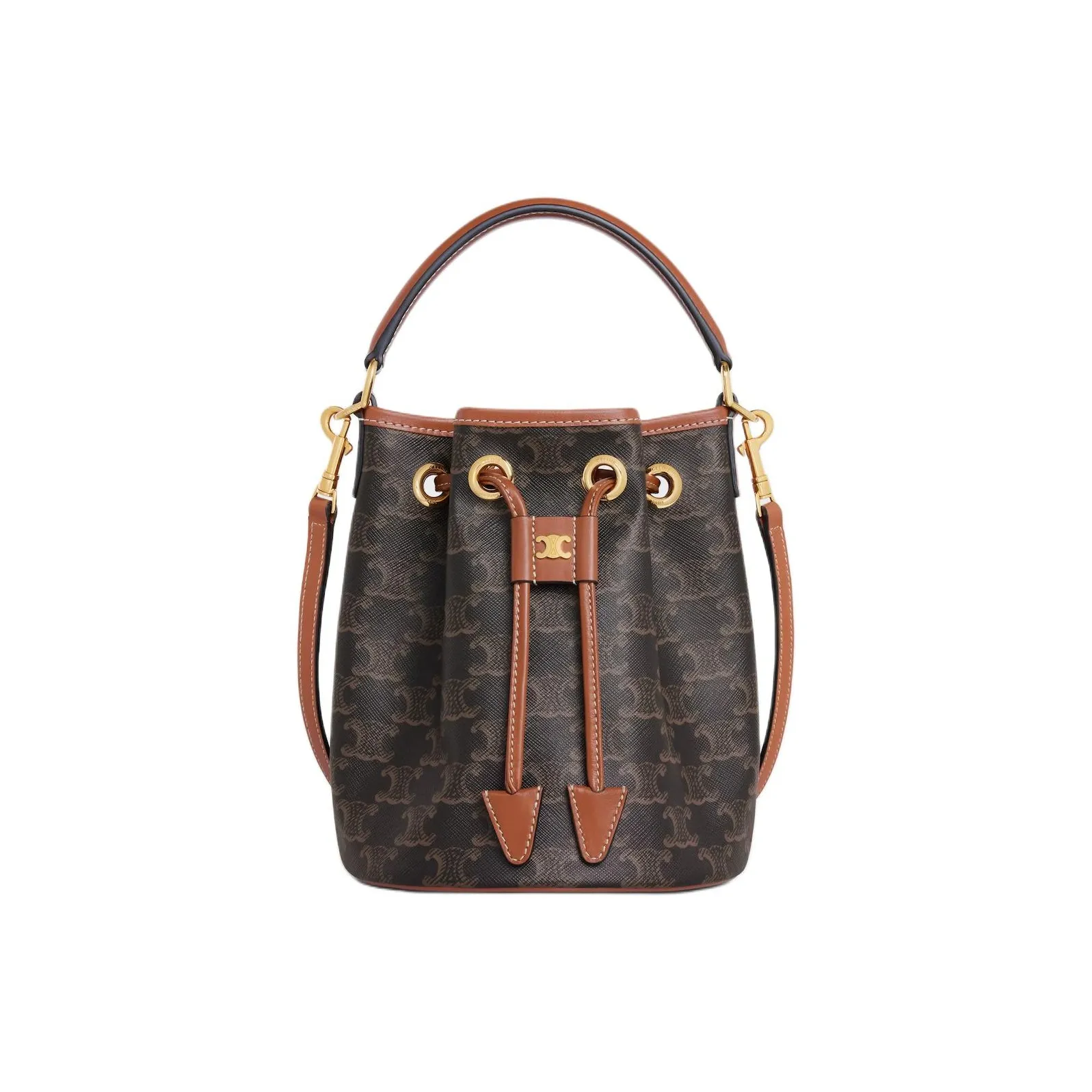 CELINE Cow Leather Bucket Bag, Shoulder Bag, Crossbody Bag, Handbag Women's Tan
