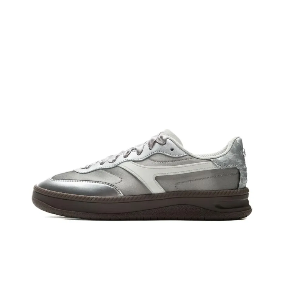LiNing Green Rattan Anti-Slip And Wear-Resistant Coverage Low-Top Skateboard Shoes Women's Gray Silver