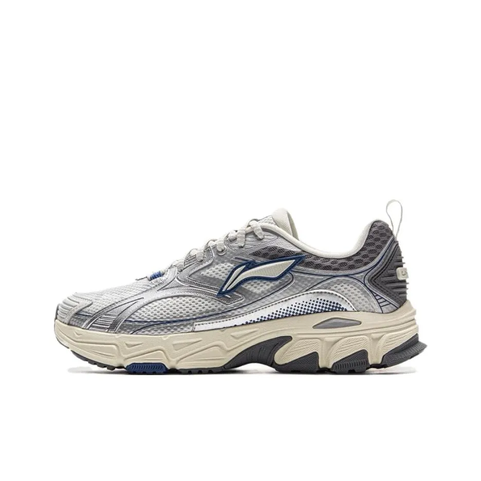 LiNing Non slip Wear resistant Shock Absorption Low Top Casual Running BALENCIAGA Shoes Men's Silver Blue