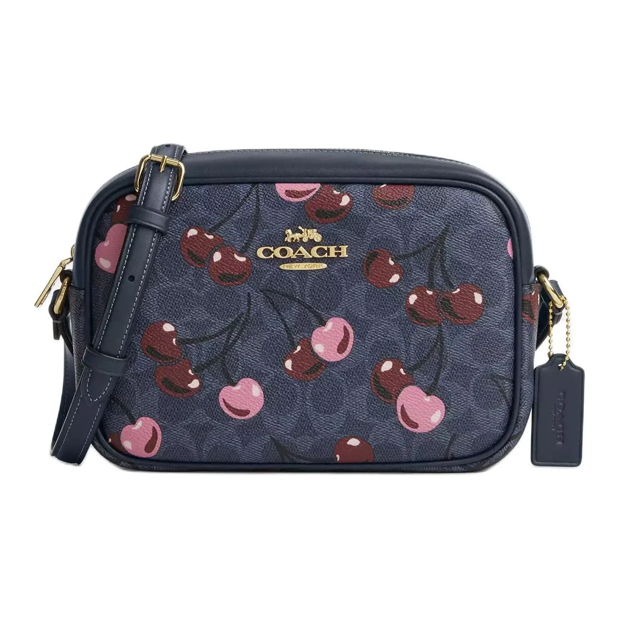 COACH Jamie Coated Canvas Camera Bag, Shoulder Bag Trumpets Women's Gold Denim Multicolor