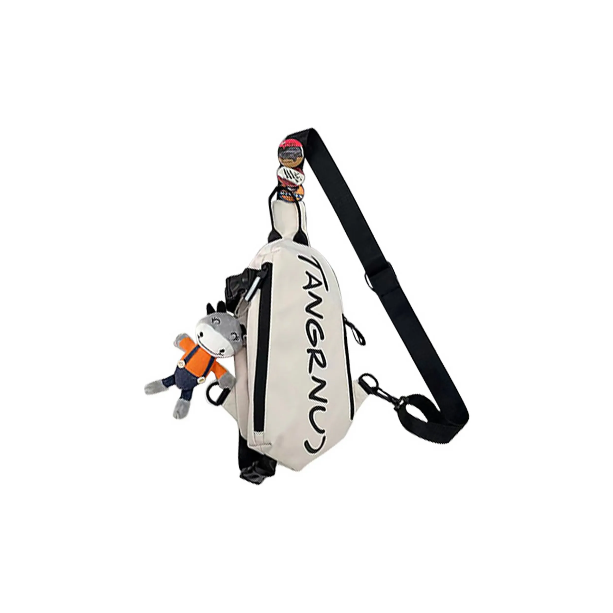BALANG Nylon Fabric Outing Bag, Sling Bag Regular Men's Black/White
