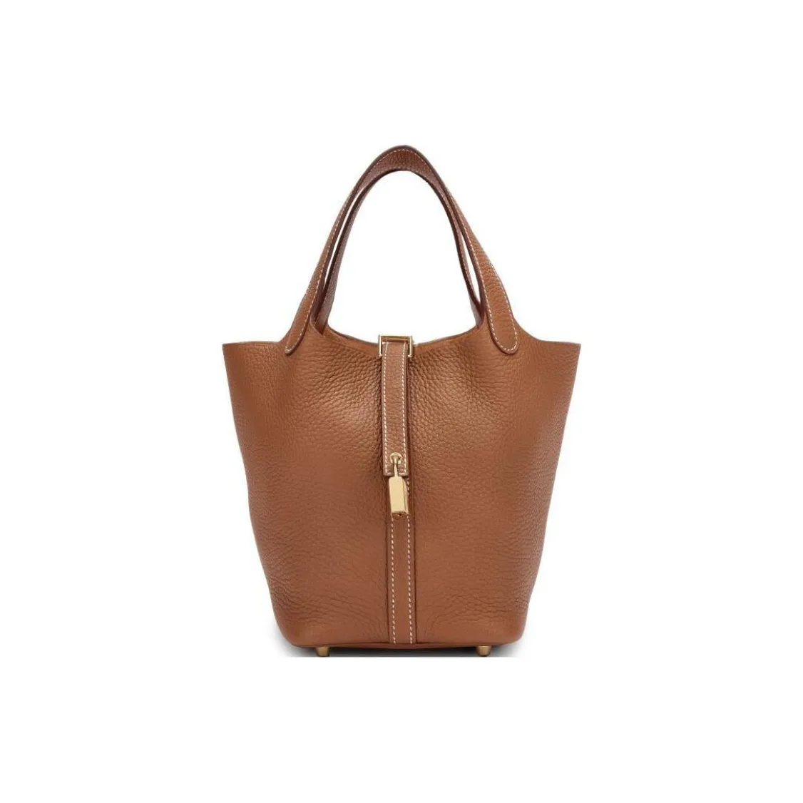 HERMES ostrich Picotin Lock Clemence Bullock Leather Basket Bag Handbag Bucket Bag 18 Women's 37 Gold Gold Brown