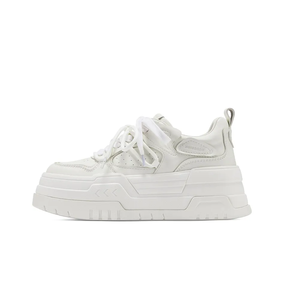 GG-CC Daydreamer Cushioned Abrasion-Resistant Slip-Resistant Low-Top Platform Skateboard Shoes Women's White