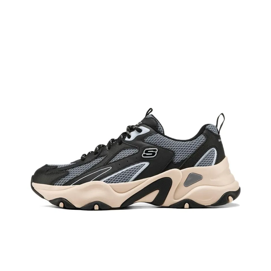 Skechers D'LITES 5,0 Амортизация Низкий Топ Толстая Подошва Мужские Кроссовки Черные Серые