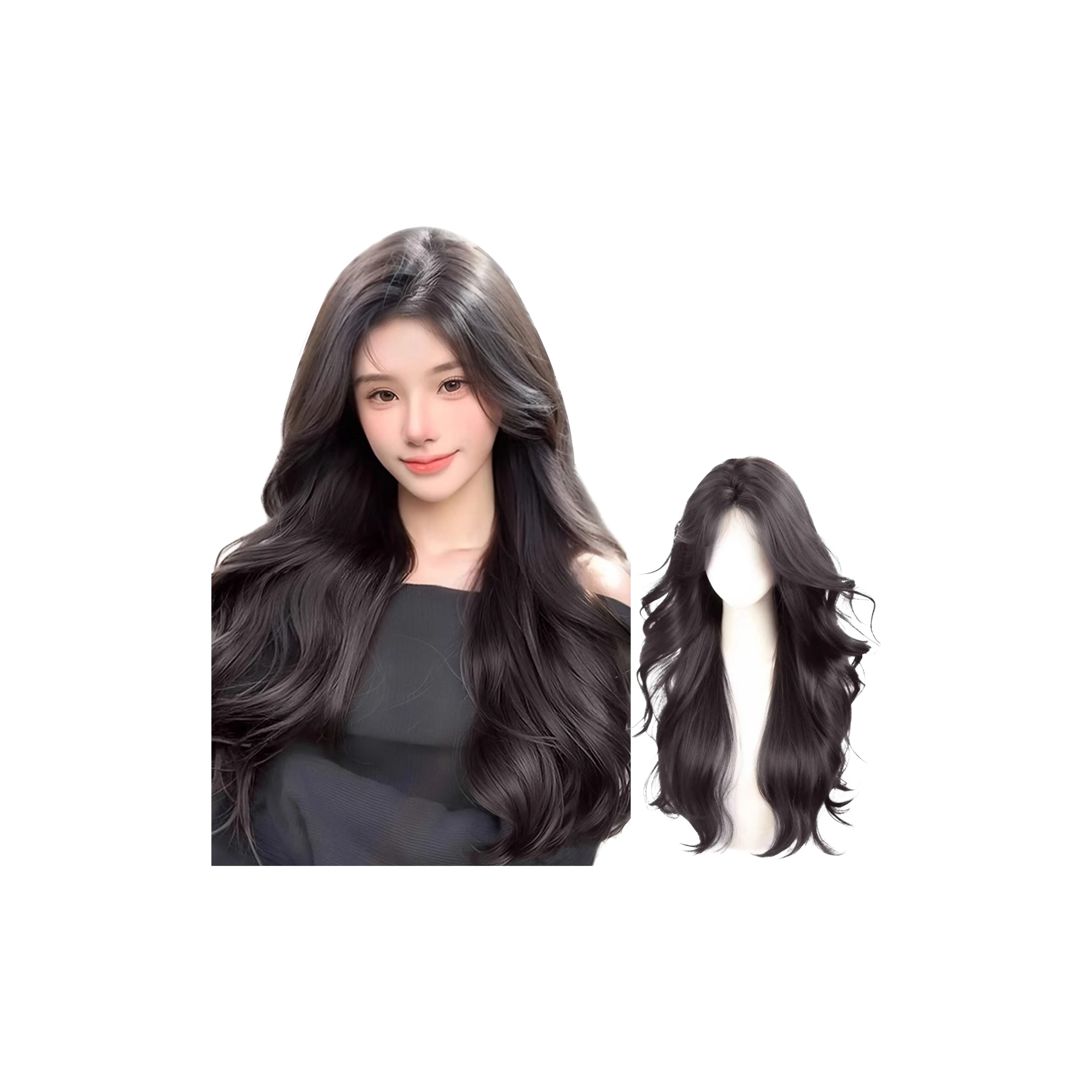 UMIFFA [Jin ZHAO Yucui] Женская парик Длинные кудрявые волосы Корейский стиль Элегантность Большая волна