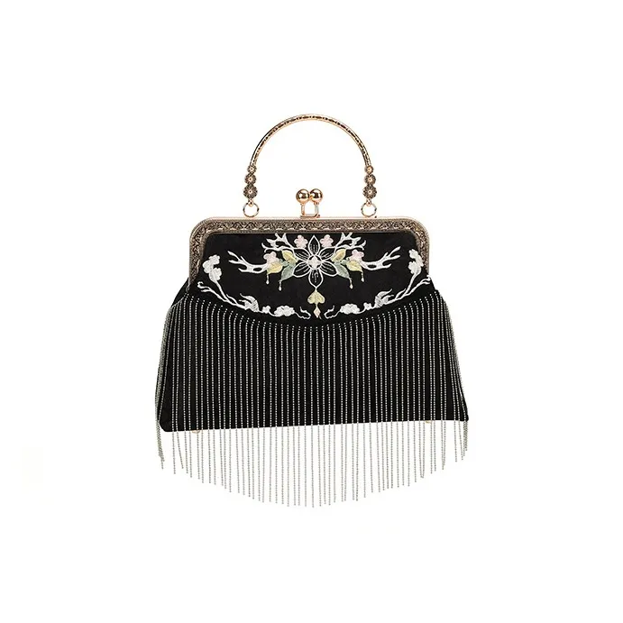 Boniu Jacquard Handbag Regular Women's Black