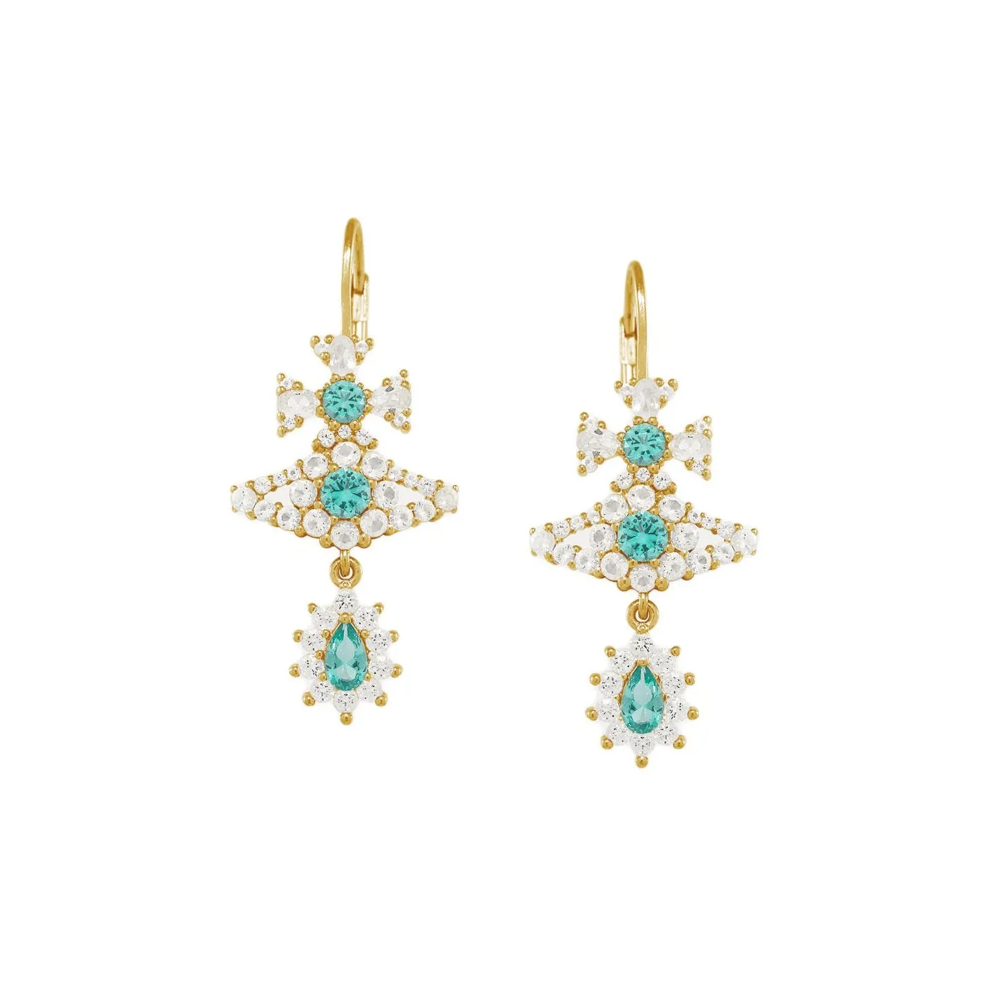 Vivienne Westwood Переработанные Серебряные Серьги Женские Золото Бирюзовый