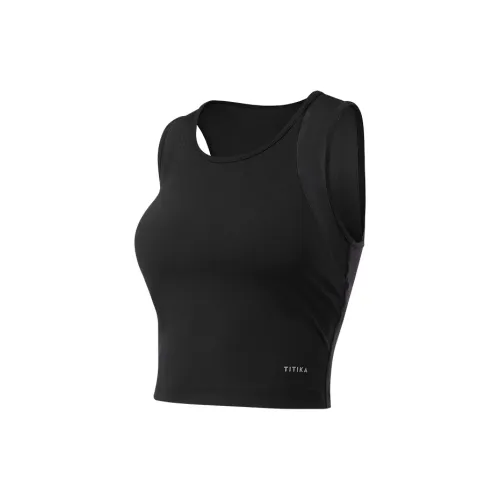 TITIKAACTIVE Черная Женская Йога Майка