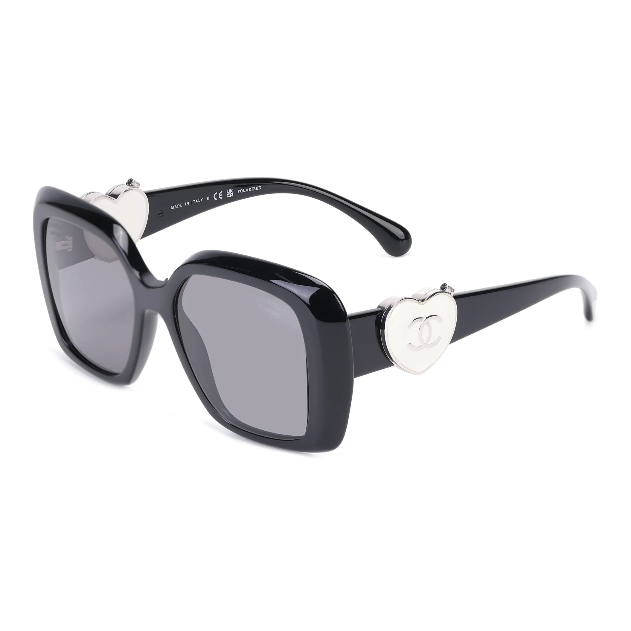CHANEL Acetate Irregular Shape Sunglasses Women's Black