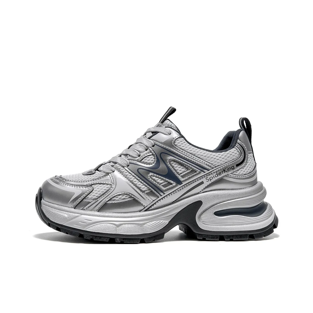 Spider King Low Топ Толстая подошва Кроссовки Женские Серые