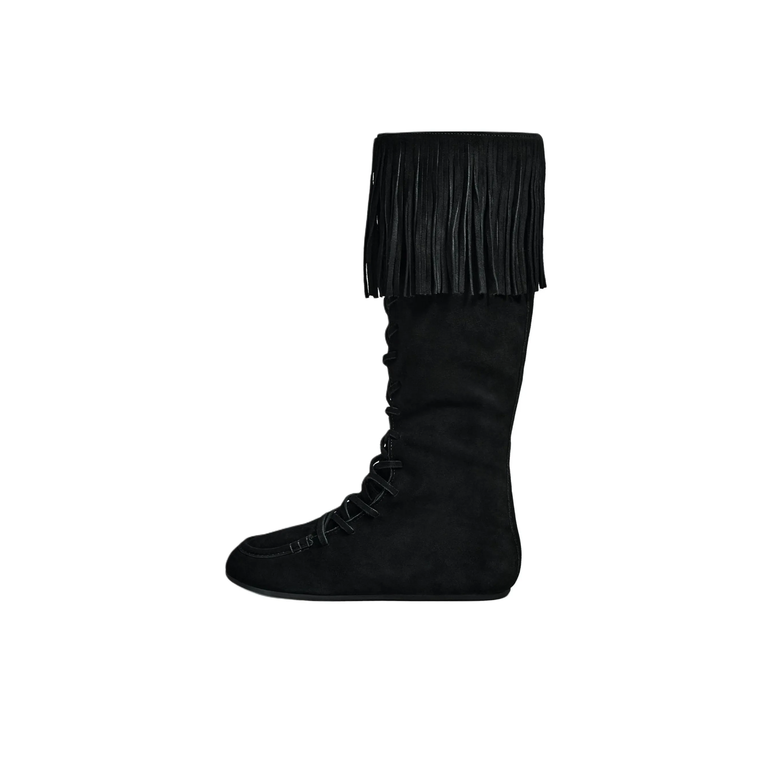 ZARA Колено Высокие сапоги 0,5 см Женские Черные