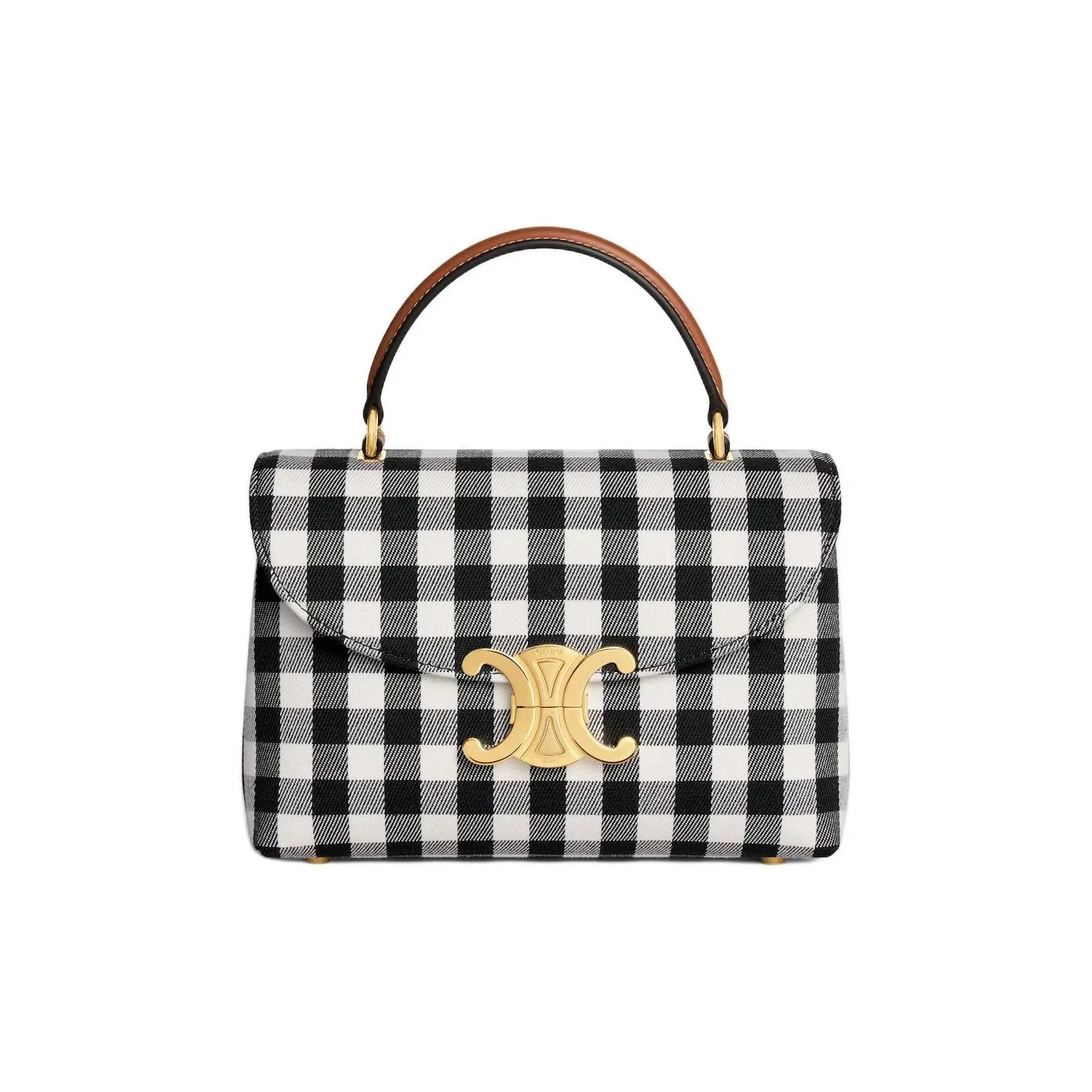 CELINE Fabric With Cow Leather Shoulder Bag, Crossbody Bag, Handbag Women's Black & White