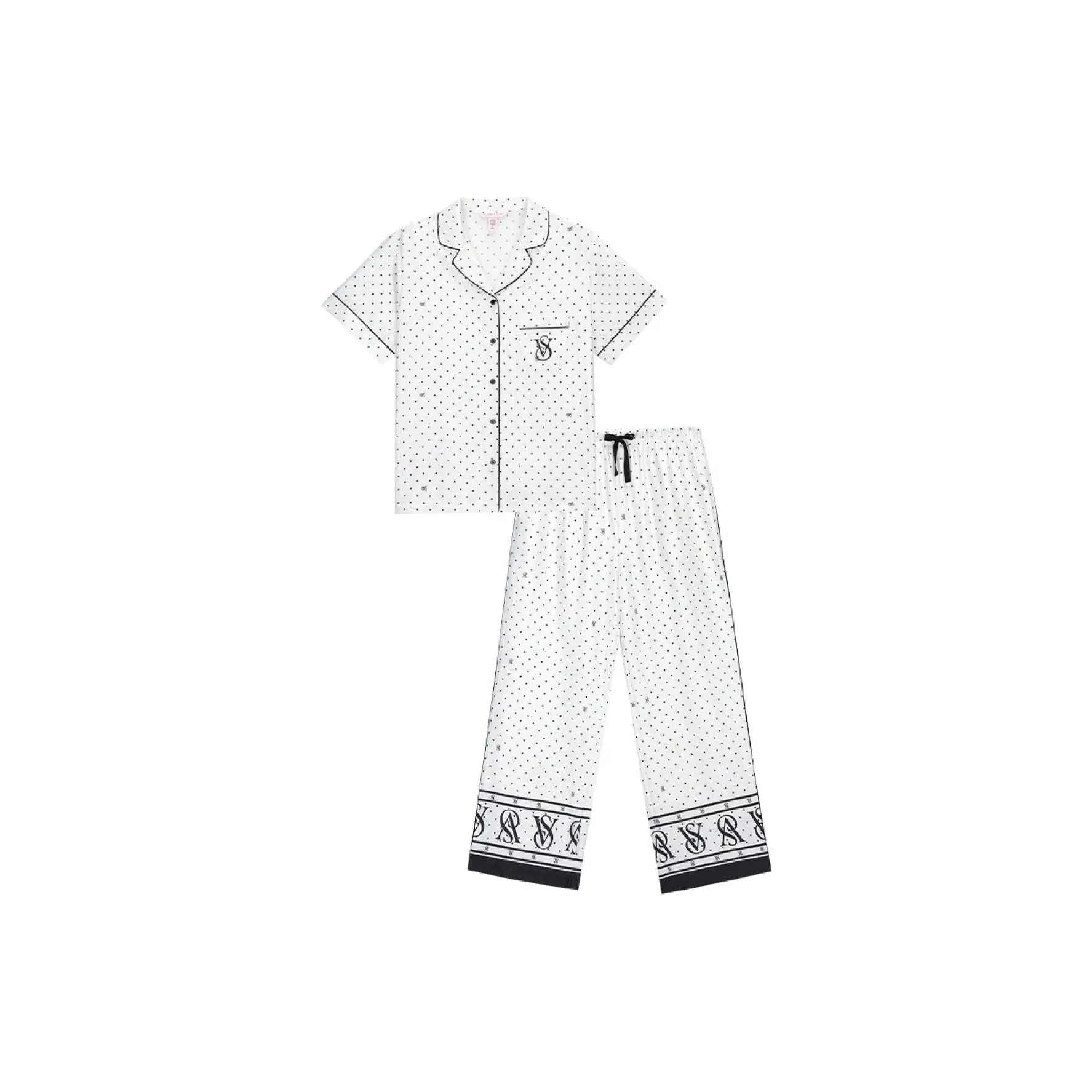 Victoria's Secret Pajama Set Women's White Polka Dot