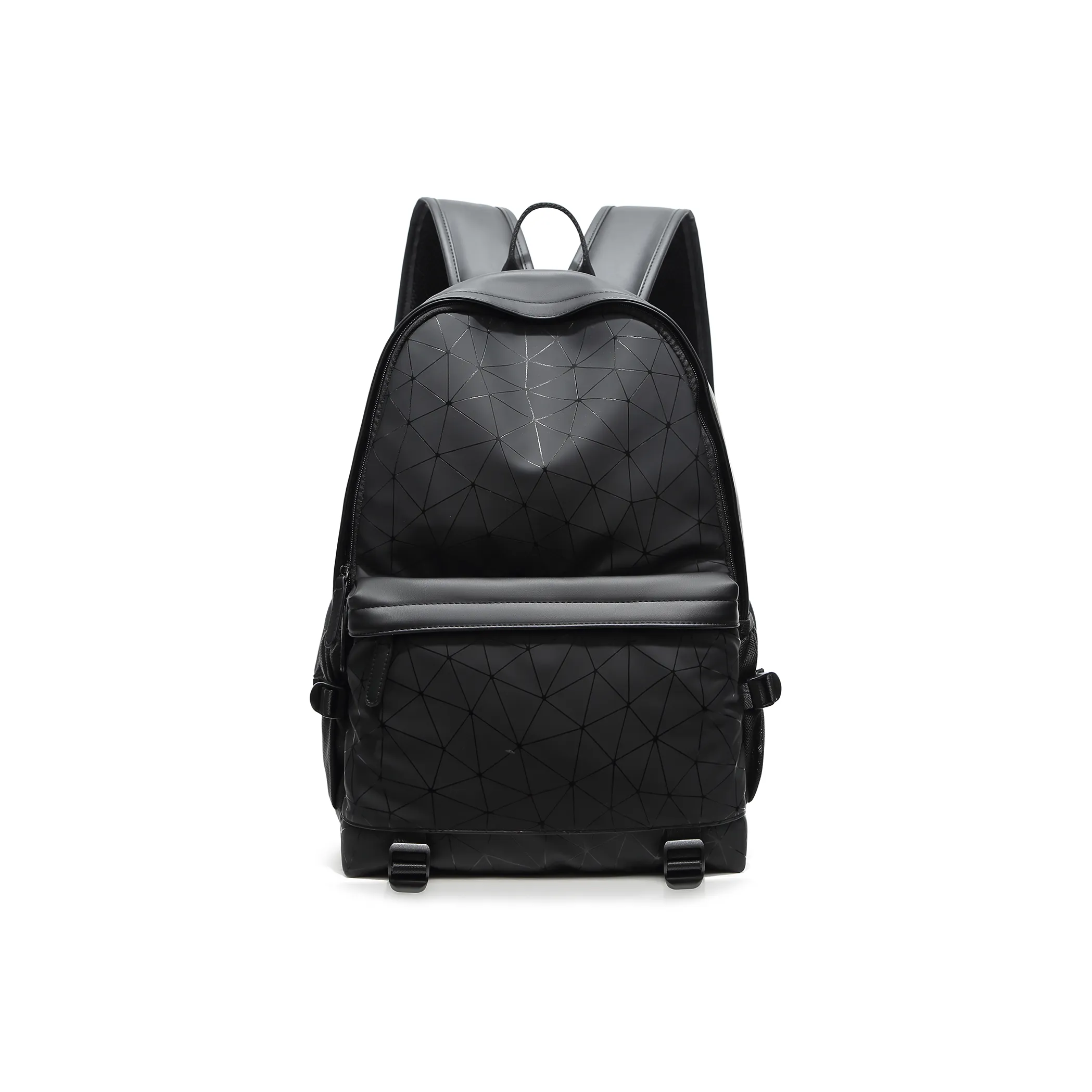 Slazenger PU Soft Leather Large Capacity Travel Bag Backpack Laptop Backpack Men's Dark Gray Black
