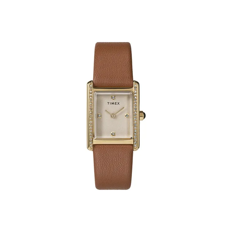 TIMEX HAILEY Collection Women's Watch Кварцевый механизм Кожаный ремешок Бежевый циферблат Оригинальная коробка