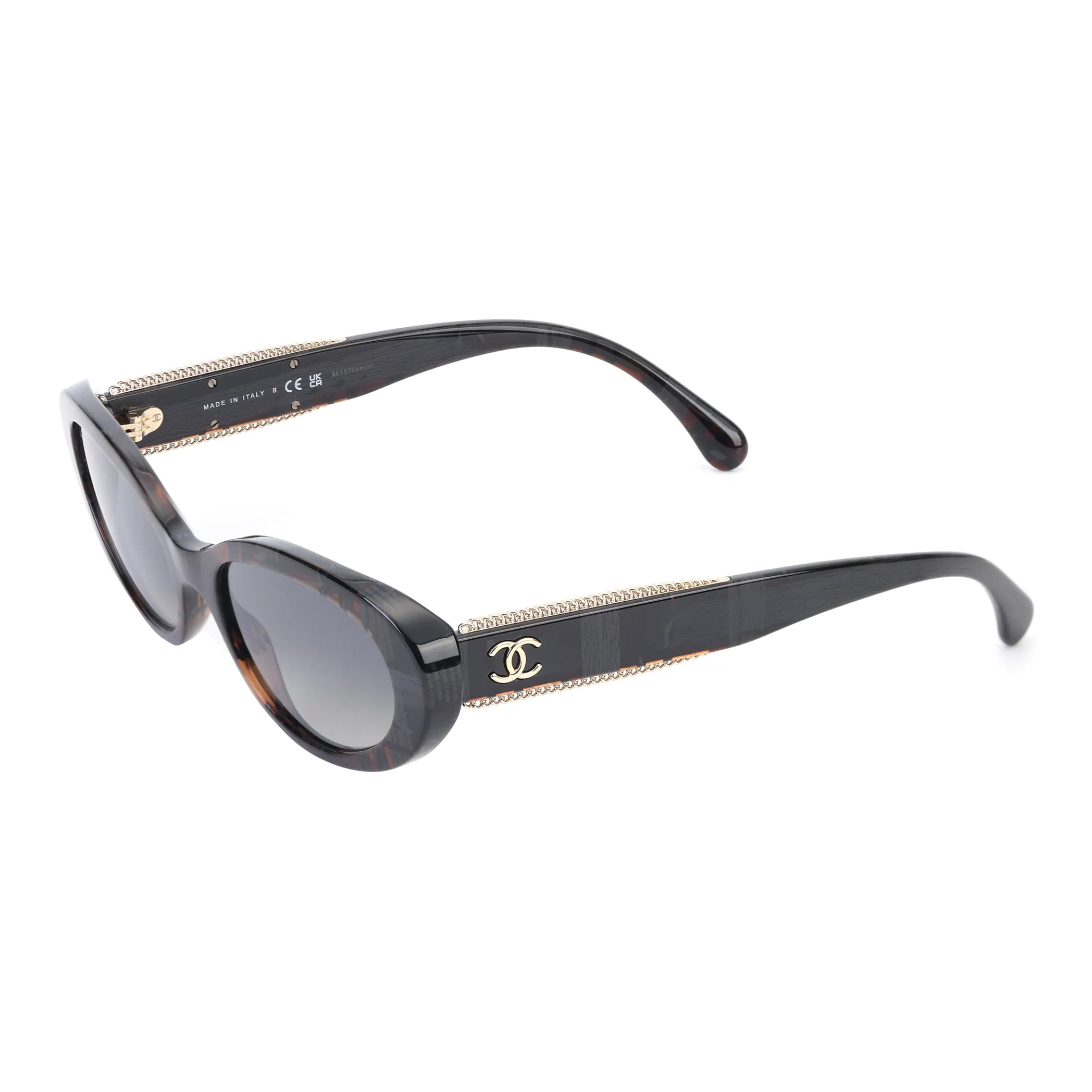 CHANEL Oval Sunglasses Women's Brown