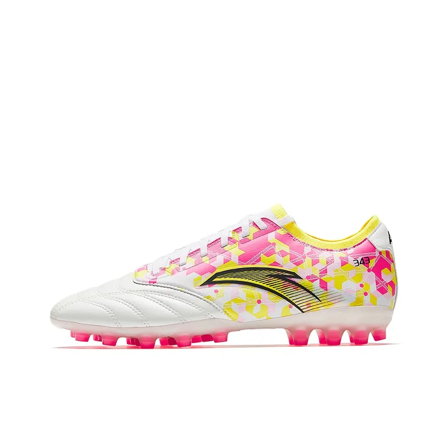 ANTA MG MULTI Ground Устойчивые к истиранию футбольные бутсы для мужчин белые розовые желтые