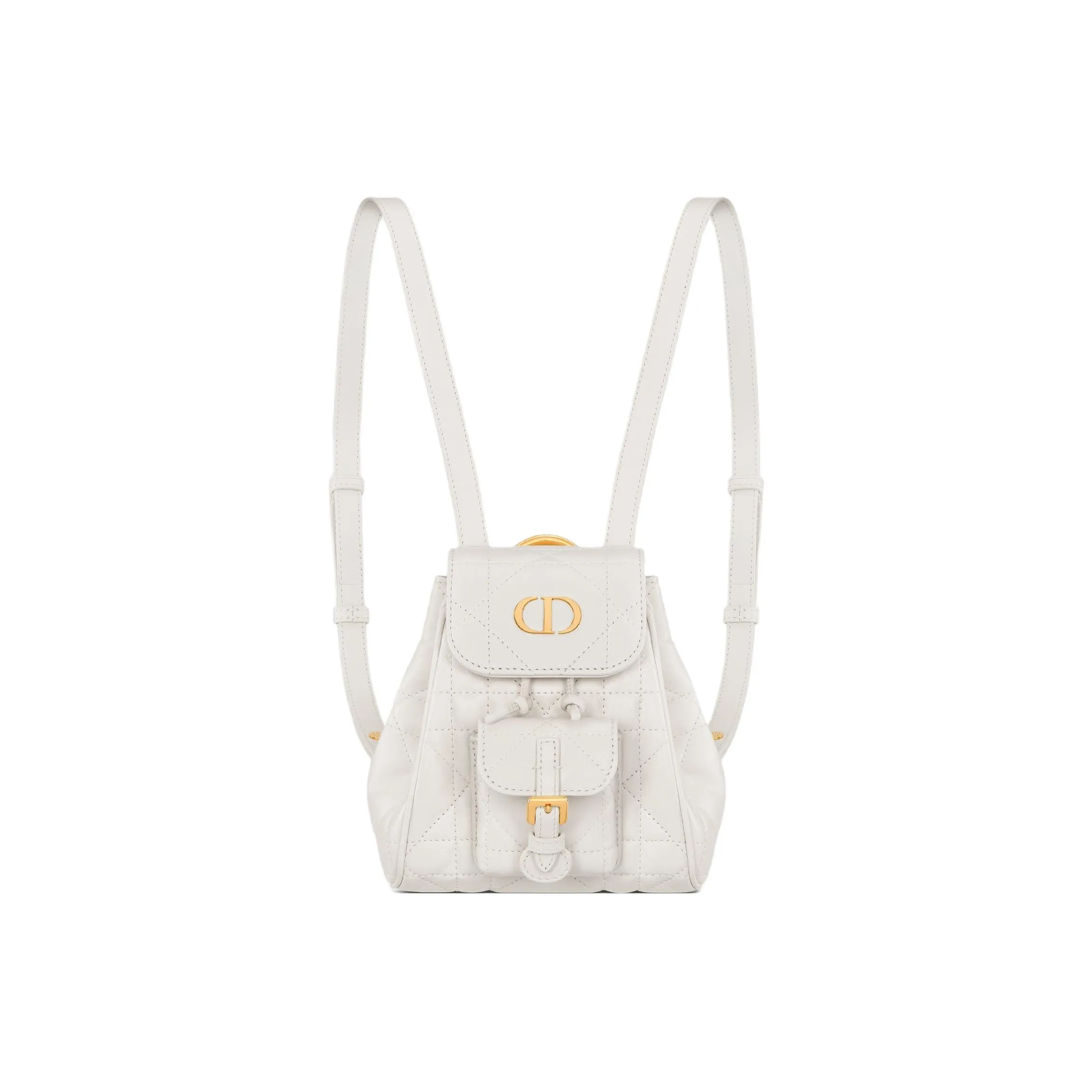 DIOR Caro Sheepskin With Cow Leather Backpack Micro Women's Milk White